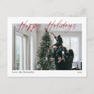 Happy Holidays Red Calligraphy Modern Postcard