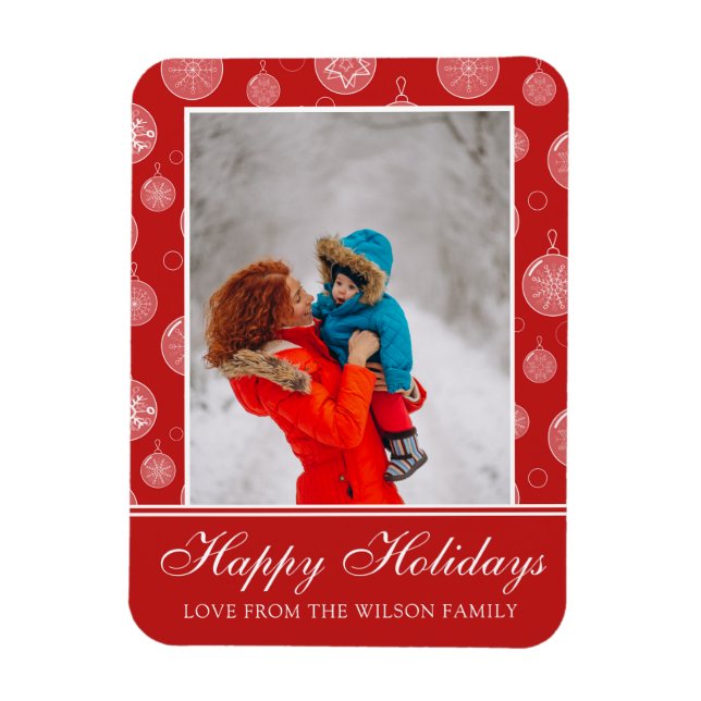 Happy Holidays Red Christmas Decorations Photo Magnet (Vertical)