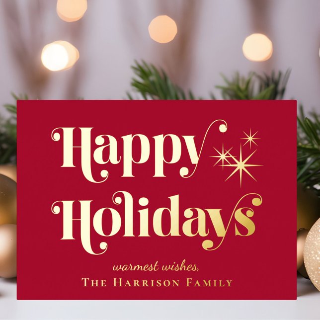 Happy Holidays Red Christmas Foil Holiday Card (Creator Uploaded)