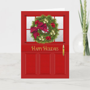 Happy Holidays, Red Door/Wreath Holiday Card