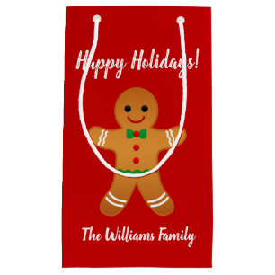 Happy Holidays!   Red Gingerbread Man Christmas Small Gift Bag