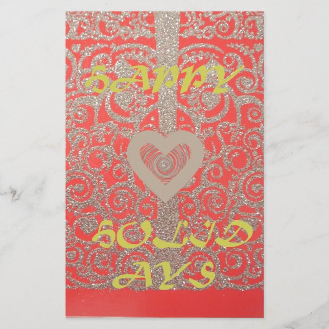 Happy Holidays Red Glitter heart design (Front)