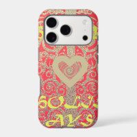 Happy Holidays Red Glitter heart design Colours