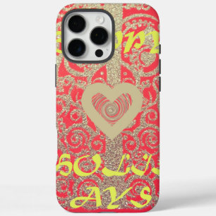 Happy Holidays Red Glitter heart design Colours iPhone 16 Pro Max Case