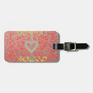 Happy Holidays Red Glitter heart design Luggage Tag