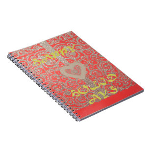 Happy Holidays Red Glitter heart design Notebook