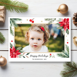 Happy Holidays Red Green Botanicals Photo Collage Holiday Card