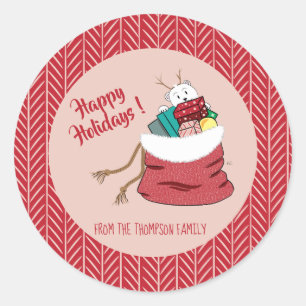 Happy Holidays Red Personalised Stickers