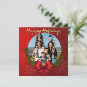 Happy Holidays Red Photo Christmas  Holiday Card