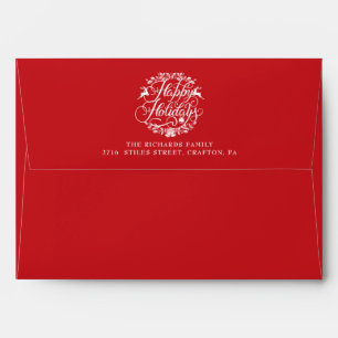 Happy Holidays Red Return Address Envelope