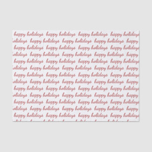 Happy Holidays Red Script Typography Tissue Paper