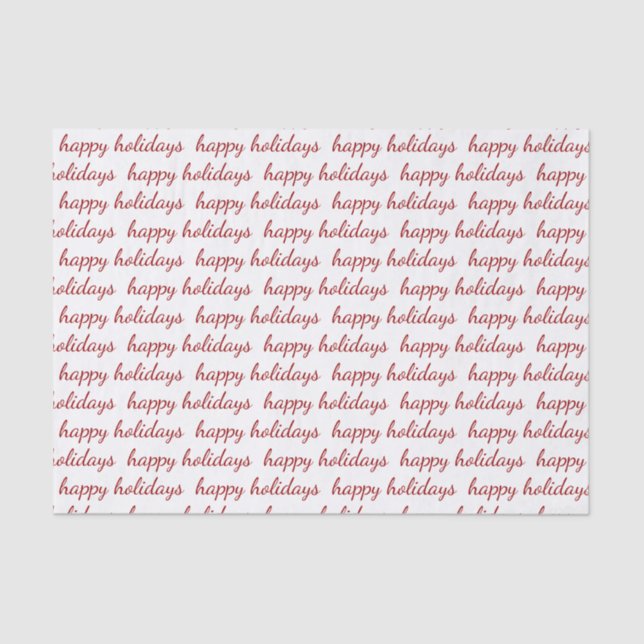 Happy Holidays Red Script Typography Tissue Paper (Front)