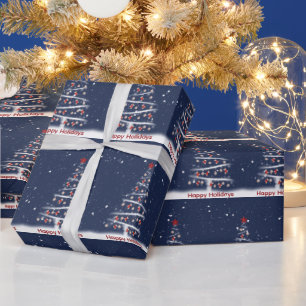 Happy Holidays Red Socks and Baseball Wrapping Paper