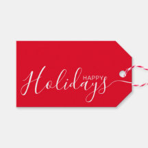 Happy Holidays Red White Minimalist