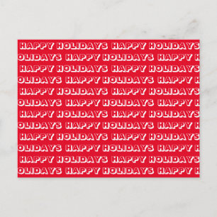 "Happy Holidays" red white Postcard