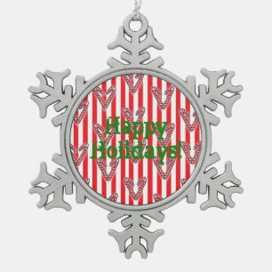 Happy Holidays Red White Stripes Decoration