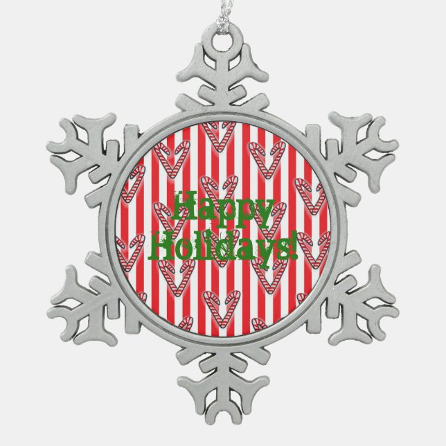 Happy Holidays Red White Stripes Decoration (Front)