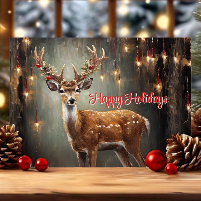 Happy Holidays Reindeer and Edison Lights Holiday Card (Creator Uploaded)