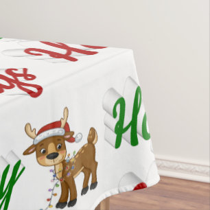 Happy Holidays Reindeer Christmas script   Tablecloth