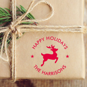 Happy Holidays Reindeer Christmas Self-inking Stamp