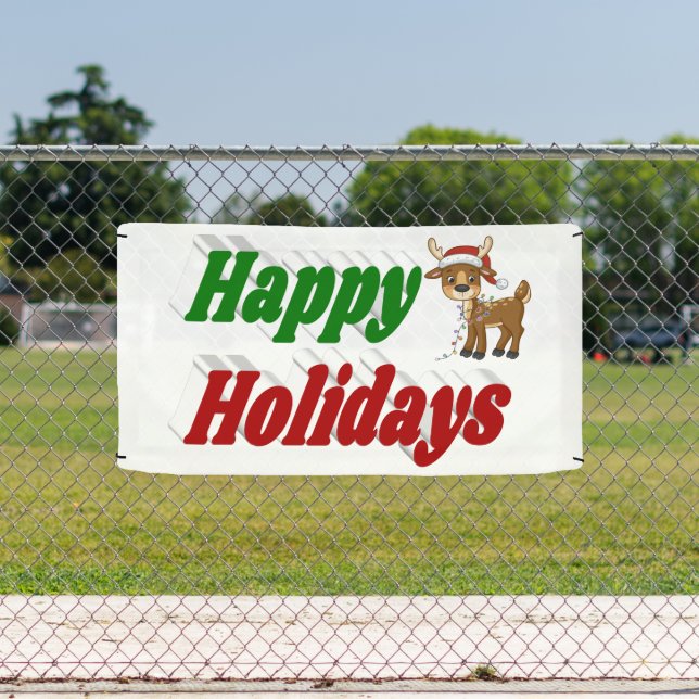 Happy Holidays Reindeer Christmas typography  Banner (Insitu)