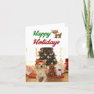 Happy Holidays Reindeer photo script Christmas Holiday Card