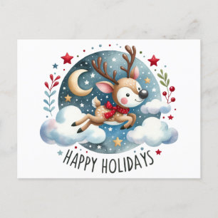 Happy Holidays Reindeer Postcard