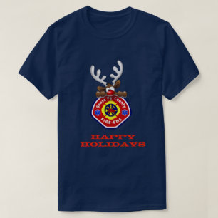 Happy Holidays Reindeer Santa Fe County Fire-EMS T-Shirt