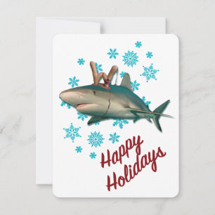 Happy Holidays Reindeer Shark Holiday Card