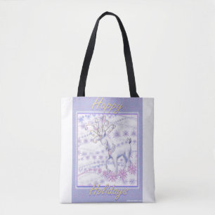 Happy Holidays Reindeer Tote Bag