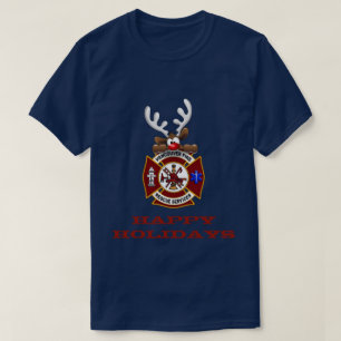 Happy Holidays Reindeer Vancouver Fire Rescue T-Shirt