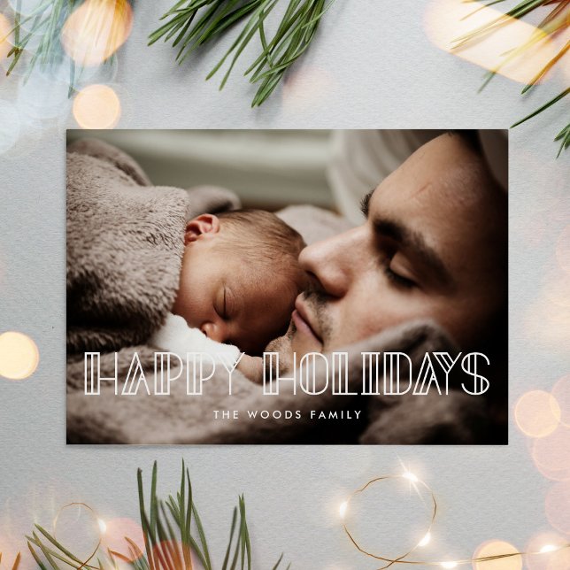 Happy Holidays Retro Art Deco Photo Christmas Holiday Card (Creator Uploaded)