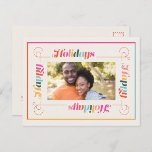 Happy Holidays Retro Christmas Holiday Postcard