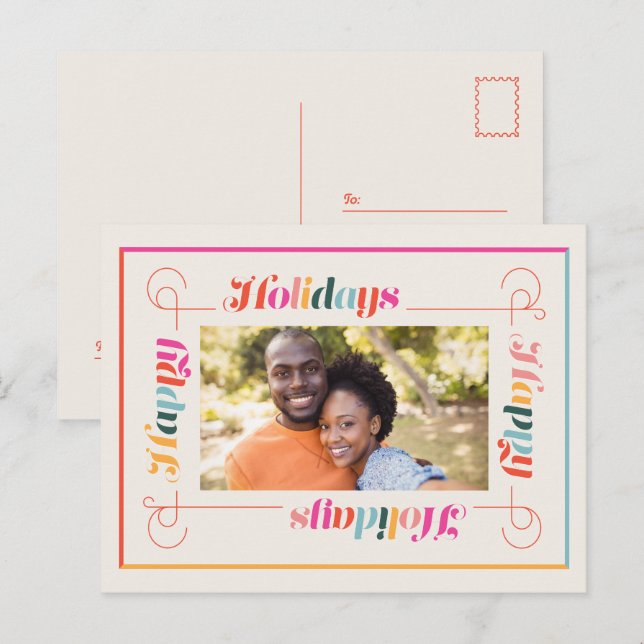 Happy Holidays Retro Christmas Holiday Postcard (Front/Back)