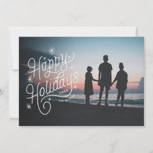 Happy Holidays Retro Hand-Lettering Photo Holiday Card