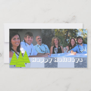 Happy Holidays Retro Lime Trees Family Photo Card