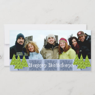 Happy Holidays Retro Lime Trees Family Photo Card