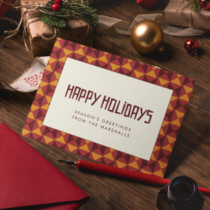 Happy holidays Retro mid century pattern Holiday Card