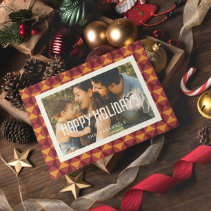 Happy Holidays Retro Mid Century Photo Holiday Card