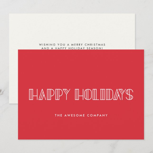 Happy holidays Retro minimalist Corporate Holiday Card (Front/Back)
