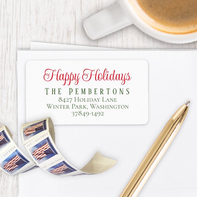 Happy Holidays Return Address Label (Creator Uploaded)
