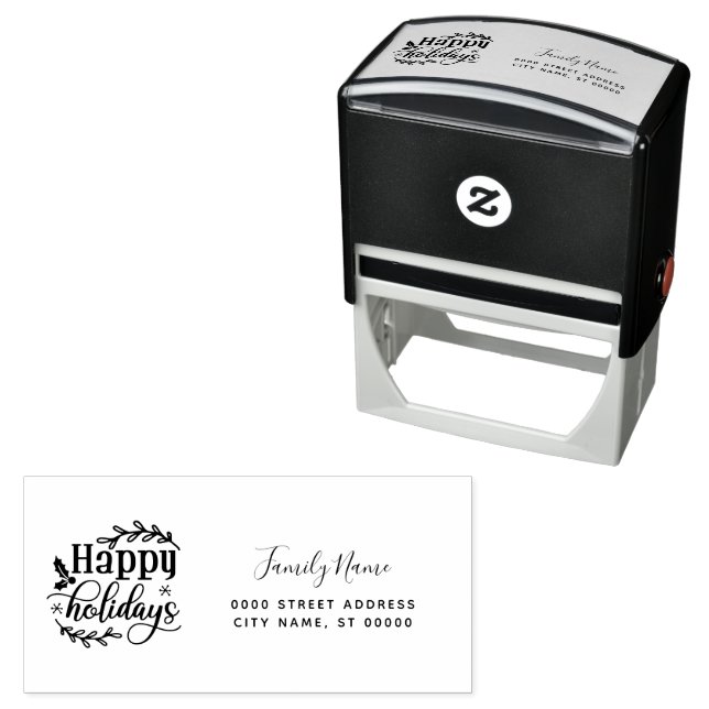 Happy Holidays Return Address Self-inking Stamp (In Situ)