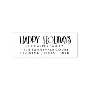 Happy Holidays Return Address Stamp