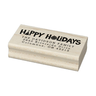 Happy holidays return address stamp