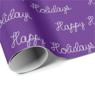 Happy Holidays rope text on purple Wrapping Paper