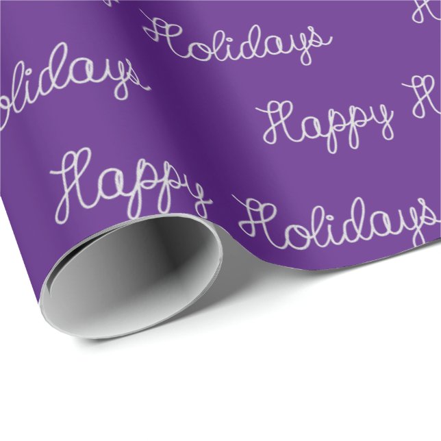 Happy Holidays rope text on purple Wrapping Paper (Roll Corner)