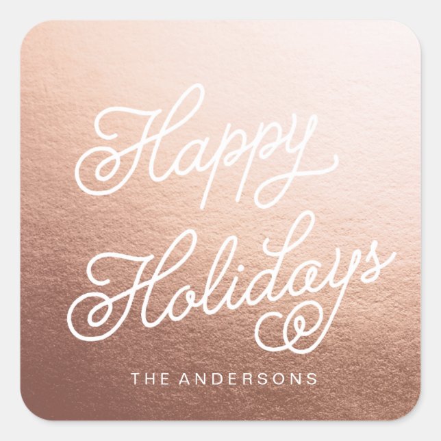 HAPPY HOLIDAYS ROSE GOLD Christmas sticker (Front)