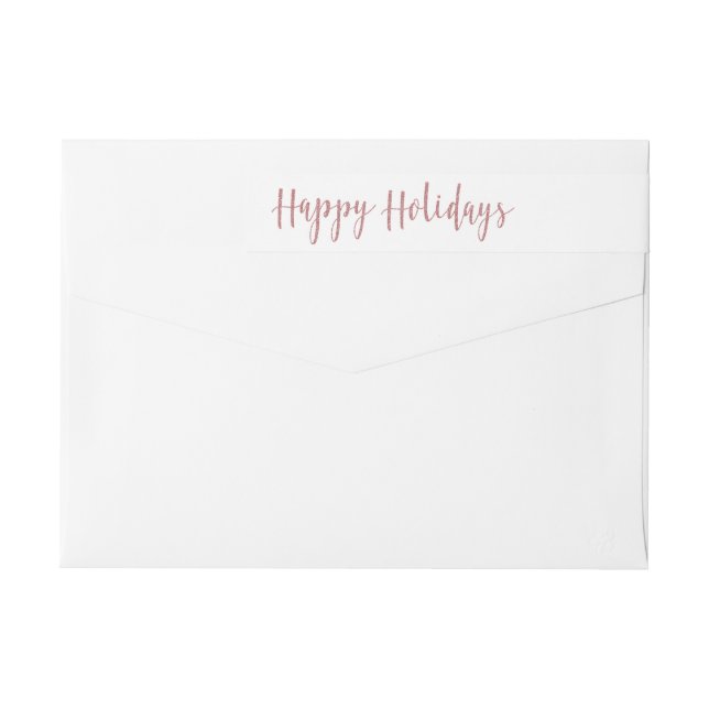 Happy Holidays Rose Gold Pink Faux Glitter Wrap Around Label (Back)