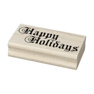 Happy Holidays Rubber Stamp