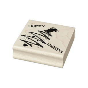 Happy Holidays Rubber Stamp